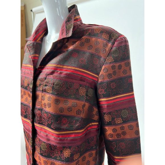 Stonebridge Womens Jacket Coat Multicolor Floral Stripe Pocket 3/4 Sleeve S - Picture 6 of 12